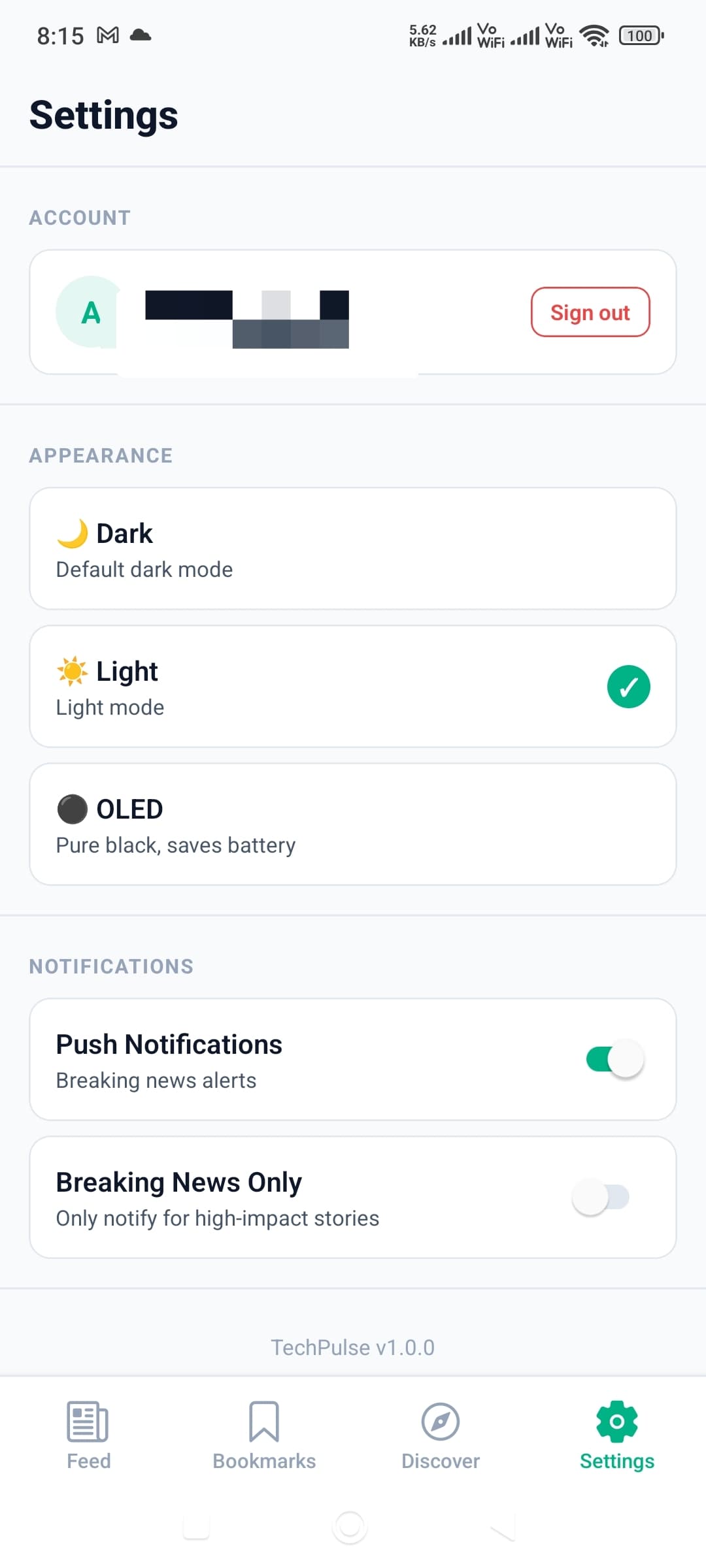 TechPulse — settings & notifications